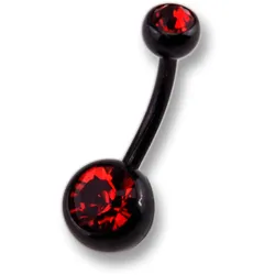 Zeeme Body Jewelry Piercing Bauchnabelpiercing Chirurgiestahl schwarz Kristall