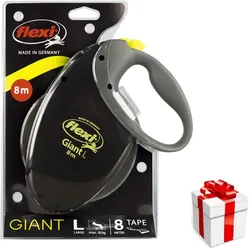FLEXI Giant L Band 8m bis 50 kg - schwarz + Überraschung für den Hund