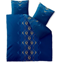 CelinaTex Fashion Bettwäsche 200x220 cm 3teilig Baumwolle Leah Wellen Blau Gold