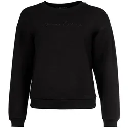 AX ARMANI EXCHANGE Damen Sweatshirt - Rundhals, Logo-Stickerei, Material-Mix Schwarz S