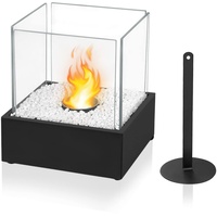 Yznahre Tischkamin Bioethanol Indoor - Bio Ethanol Kamin Bioethanol Tischkamin mit Deko Klein Steinen Glas Edelstahl Basis, Tragbarer Tischfeuer Ethanol Kamin Outdoor, für Balkon Garten Deko - Type D