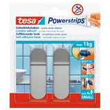 Tesa Powerstrips Haken Small Rechteckig, Edelstahl Haushaltsklebeband - Klebehaken