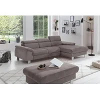 COTTA Ecksofa Komaris L-Form, mit Kopfteilverstellung, wahlweise Bettfunktion,Stauraum & Beleuchtung grau 244 cm x 72 cm x 166 cm