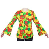 Funny Fashion Kostüm Hippie Shirt Daffy - Buntes Retro Clown Oberteil f gelb