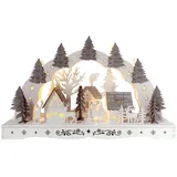 Hti-Living Schwibbogen Dorf mit Tannen Weiß Grau