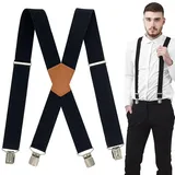 UZSUZZ Hosenträger für Herren, Hosenträger Herren Breit 5 cm mit sehr Starken 4 Metall Clip, Einstellbar und Elastisch Hosenträger Herren, Hosenträger für Männer und Damen, X Style - Einheitsgröße