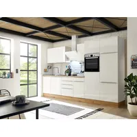 Respekta Küchenzeile Marleen Premium 340 cm Weiß Artisan Eiche