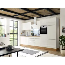 Respekta Küchenzeile Marleen Premium 340 cm Weiß Artisan Eiche