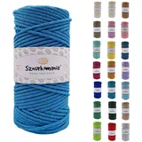 Sznurkomania, Baumwollkordel 3mm 100m, 46 Farben, Häkelkordel, Geflochten Baumwollkordel 3mm, Makramee Kordel, Makramee Garn, Premium Garn, Makramee Seil (Türkis)