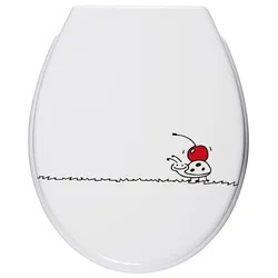 WC-Sitz ADOB "Käfer", rot (weiß, rot), B:37cm H:5cm L:44cm, Duroplast, Edelstahl, WC-Sitze, Absenkautomatik, zur Reinigung abnehmbar