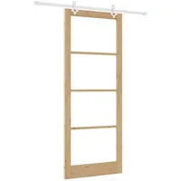vidaXL Haustür Schiebetür Natur 93 x 232 cm Massivholz Kiefer und Glas (1-St)
