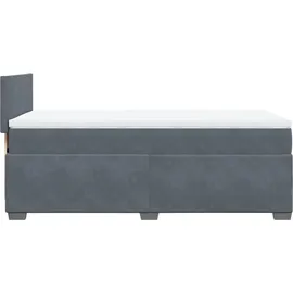 vidaXL Boxspringbett mit Matratze Dunkelgrau 90x200 cm Samt