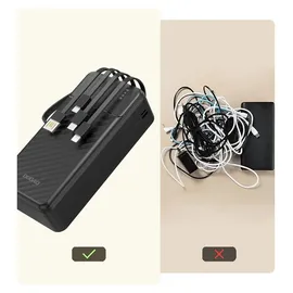 DUDAO K11 Max 30000mah Powerbank mit integrierten Kabeln – Schwarz