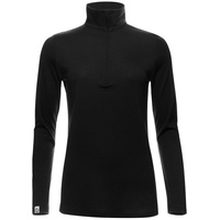 Kaipara - Merino Sportswear Funktionsshirt Merino Zip-Neck Damen Regular 200 (1-tlg) aus reiner Merinowolle Made in Germany schwarz XL