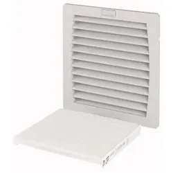 Eaton 167297 Filterlüfter, UV-beständiger Kunststoff, Luftmenge freiblasend 100/110 m3/h, Ausschnitt 177 x 177 mm, Schutzart IP55 E-FAN3-55