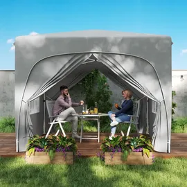 Outsunny Faltpavillon 3 x 3 m inkl. 4 Seitenteile Hellgrau