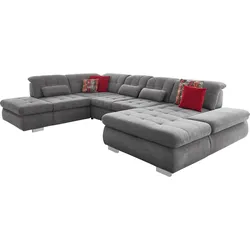 Wohnlandschaft DIE PLANBAR "MP-IN17004 U-Form", grau, B:382cm H:84cm T:124cm, 100% Polyester, Sofas, wahlweise mit Funktionen, Kaltschaum-Polsterung