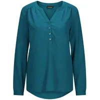GOLDNER Elegante Viskosebluse mit V-Ausschnitt Petrol 20