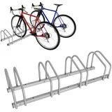 Ansobea Fahrradständer für 4 Fahrräder 35-55 mm Reifenbreite,Fahrradständer Bodenparker,Fahrrad Ständer Einfache Montage Fahrradständer Stahl Verzinkt,Radständer 101x32x26cm Silber