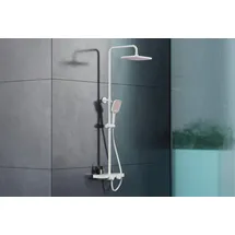 Bernstein Duschsystem BS371, Weiß matt - mit Ablagefläche - Handbrause und Duschkopf wählbar rosa