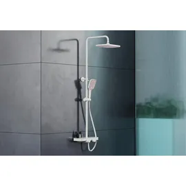 Bernstein Duschsystem BS371, Weiß matt - mit Ablagefläche - Handbrause und Duschkopf wählbar rosa