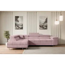 altdecor Ecksofa Cord mit Schlaffunktion 2-Sitzer Rosa