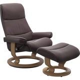 Stressless Relaxsessel "View" Sessel Gr. Material Bezug, Cross Base Eiche, Ausführung / Funktion, Maße B/H/T, rot (bordeau) Lesesessel und Relaxsessel mit Classic Base, Größe S,Gestell Eiche