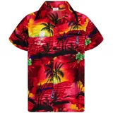 King Kameha Hawaiihemd Surf Kids Funky Hawaii-Hemd Kinder Kurzarm Front-Tasche Unisex rot 2 Jahre