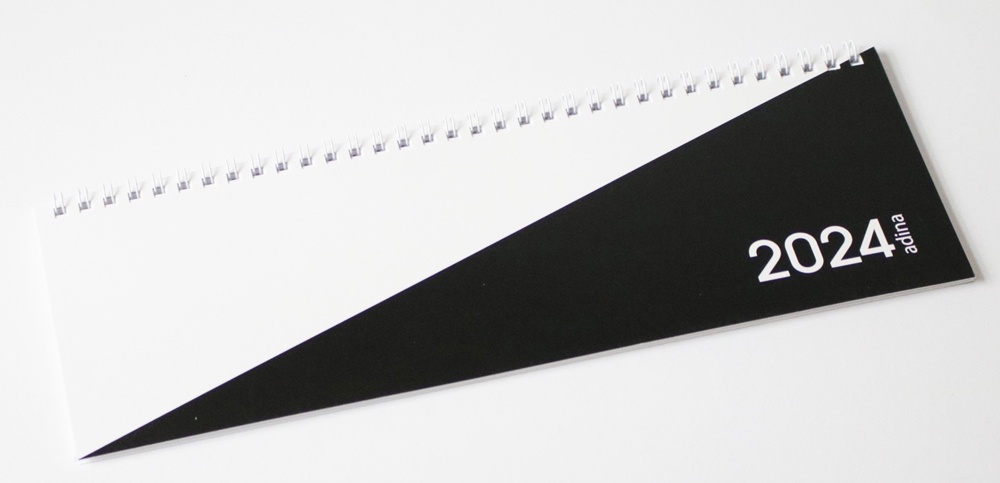 2024 ADINA Tischquerkalender 778  1 W/1S schwarz-weiss Kartondeckel Schreibtischkalender Tischkalender 30x10cm