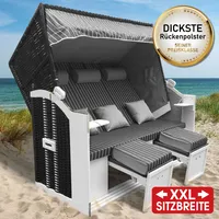 Brast Strandkorb 3-Sitzer OSTSEE anthrazit/grau/gestreift