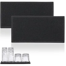 Relaxdays Barmatte 2er Set, mit Noppen, 30 x 15 cm, schwarz