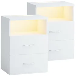 Bedside table Jamie set of 2 white 55x40x28cm