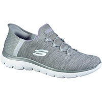 Skechers Summits, Damen Mesh Sneakers, Sportschuhe in grau, Air Cooled Memory Foam-Fußbett, anziehen ohne die Hände zu gebrauchen