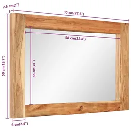 vidaXL Spiegel 70x50 cm Massivholz Akazie und Glas