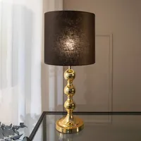 Markslöjd Tischleuchte OCTO mit Stoffschirm, messing/schwarz