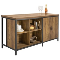 SoBuy Küchenbuffet KNL01 Kücheninsel freistehend Küchenschrank Highborad Kommode Sideboard braun