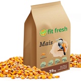 FitFresh Futtermais Mais gelb 25 kg Taubenfutter Huhnerfutter Karpfen Futter Geflugel Wild Futter 25KG Fischmehl Angelfutter Meis Futter