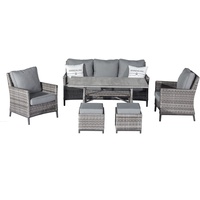 Mandalika Garden Dining Lounge Set Ancona Furniture, Aluminium, Polyrattan, Artic Grey, Groß