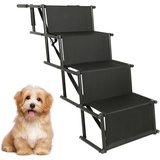 OHMG Rampe für Hunde, Treppe für große und kleine Hunde, Hunderampe Auto, faltbare Rampe für Auto, Sofa oder Bett, rutschfest, belastbar bis 50 kg (schwarz)