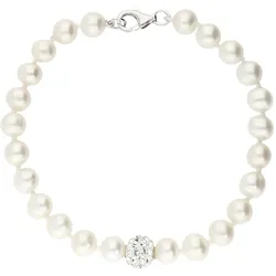 Firetti Armband »Schmuck Geschenk Armschmuck Armkette Perlarmband Glitzer«, mit Kristall - mit Süßwasserzuchtperle Firetti silberfarben-weiß + weiß