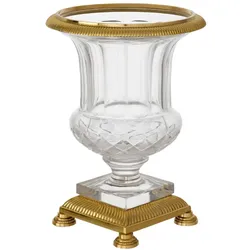 Casa Padrino Barock Glasvase Messing Ø 18 x H. 24 cm - Prunkvolle Blumenvase im Barockstil - Luxus Qualität