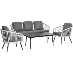 Outsunny Gartenmöbel-Set Aluminium, Polyester, PE Rattan, Schaumstoff