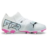 Puma Jungen Unisex Kinder Future 7 Match FG/AG JR Soccer Shoe, White Black-Poison PINK, 28 EU