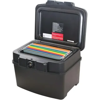 HMF 250453 Feuerfeste Wasserdichte Dokumentenbox DIN A4, 44,5 x 34 x 33 cm, Schwarz