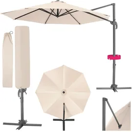 Tectake Ampelschirm Ø 300 cm beige inkl. Schutzhülle und Fußpedal