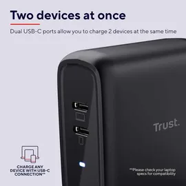Trust Maxo Dual USB-C Schnellladegerät 65W Schwarz