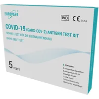 EUROPAPA® 5x Corona Schnelltest Selbsttest Covid-19 Nasal Laientest schnell und einfach Zuhause im Büro oder Urlaub