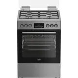 Beko Standherd Backofen Gas Kochfeld Heißluft Umluft Grill silber 60cm breit - Silber