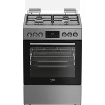 Beko Standherd Backofen Gas Kochfeld Heißluft Umluft Grill silber 60cm breit - Silber
