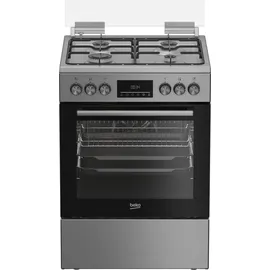 Beko Standherd Backofen Gas Kochfeld Heißluft Umluft Grill silber 60cm breit - Silber